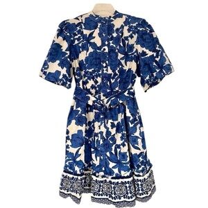 New JOIE Floral Puff Sleeve Belted Dress